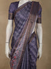 Deep Indigo Blue Abstract Printed Design Semi Tussar Saree