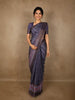 Deep Indigo Blue Abstract Printed Design Semi Tussar Saree