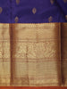 Deep Indigo Blue Butta Butta Woven Design Pure Kanchipuram Silk Saree with Contrast Border