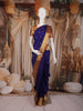 Deep Indigo Blue Butta Butta Woven Design Pure Kanchipuram Silk Saree with Contrast Border