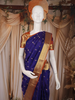 Deep Indigo Blue Butta Butta Woven Design Pure Kanchipuram Silk Saree with Contrast Border