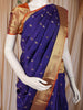 Deep Indigo Blue Butta Butta Woven Design Pure Kanchipuram Silk Saree with Contrast Border