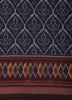 Deep Indigo Blue Ikat Woven Design Mixed Cotton Saree with Multicolour Border