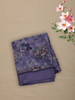Deep Lavender Purple Floral Printed Design Chiffon Saree with Self Border