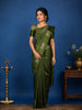 Deep Leafy Green Obstacle Design Woven Semi Tussar Saree