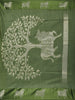 Deep Leafy Green Obstacle Design Woven Semi Tussar Saree