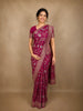 Deep Magenta Floral Zari Woven Design Pure Banarasi Silk Designer Saree with Zardozi Work Border