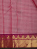Deep Magenta Pink Checked Zari Woven Design Pure Kanchipuram Silk Saree with Contrast Zari Border