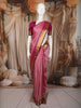 Deep Magenta Pink Checked Zari Woven Design Pure Kanchipuram Silk Saree with Contrast Zari Border