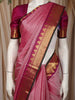 Deep Magenta Pink Checked Zari Woven Design Pure Kanchipuram Silk Saree with Contrast Zari Border