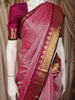 Deep Magenta Pink Checked Zari Woven Design Pure Kanchipuram Silk Saree with Contrast Zari Border