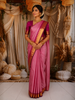 Deep Magenta Pink Checked Zari Woven Design Pure Kanchipuram Silk Saree with Contrast Zari Border