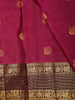 Deep Magenta Pink Floral Butta Zari Woven Design Kanchipuram Silk Saree with Contrast Double Zari Border
