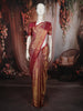 Deep Magenta Pink Floral Vine Zari Woven Design Pure Kanchipuram Silk Saree with Zari Border