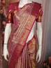 Deep Magenta Pink Floral Vine Zari Woven Design Pure Kanchipuram Silk Saree with Zari Border