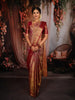 Deep Magenta Pink Floral Vine Zari Woven Design Pure Kanchipuram Silk Saree with Zari Border