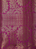 Deep Magenta Purple Checked Zari Woven Design Art Silk Saree with Floral Zari Border