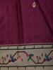 Deep Magenta Purple Paisley Butta Zari Woven Design Pure Tussar Saree with Contrast Border