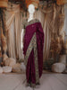 Deep Magenta Purple Paisley Butta Zari Woven Design Pure Tussar Saree with Contrast Border