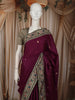 Deep Magenta Purple Paisley Butta Zari Woven Design Pure Tussar Saree with Contrast Border