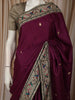 Deep Magenta Purple Paisley Butta Zari Woven Design Pure Tussar Saree with Contrast Border