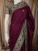 Deep Magenta Purple Paisley Butta Zari Woven Design Pure Tussar Saree with Contrast Border