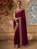Deep Magenta Purple Paisley Butta Zari Woven Design Pure Tussar Saree with Contrast Border