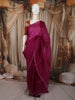 Deep Magenta Stone Embellished Design Pure Organza Fancy Saree with Scalloped Border