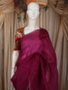 Deep Magenta Stone Embellished Design Pure Organza Fancy Saree with Scalloped Border