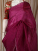 Deep Magenta Stone Embellished Design Pure Organza Fancy Saree with Scalloped Border