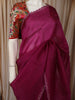 Deep Magenta Stone Embellished Design Pure Organza Fancy Saree with Scalloped Border