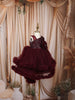 Deep Maroon 3D Floral Appliqué Sequins Embroidered Design Ruffled Layered Tulle Net Party Wear Frock