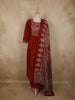 Deep Maroon Ajrakh Printed Design Cotton Salwar Suit with Dupatta