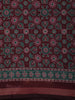 Deep Maroon Ajrakh Printed Design Mixed Cotton Saree with Zari Border