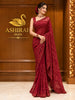 Deep Maroon All Over Heavy Sequins and Beads Embroidered Design Net Party Wear Saree with Designer Border