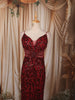 Deep Maroon All Over Heavy Sequins and Crystal Embroidered Design Sequins Fabric Party Wear Fish Cut Gown