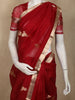 Deep Maroon Birds Butta Zari Woven Design Pure Organza Designer Saree with Zari Border
