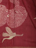 Deep Maroon Birds Motif Printed Design Pure Tussar Saree
