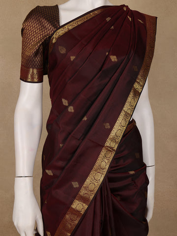Deep Maroon Butta Designed Silk Saree - Diadem