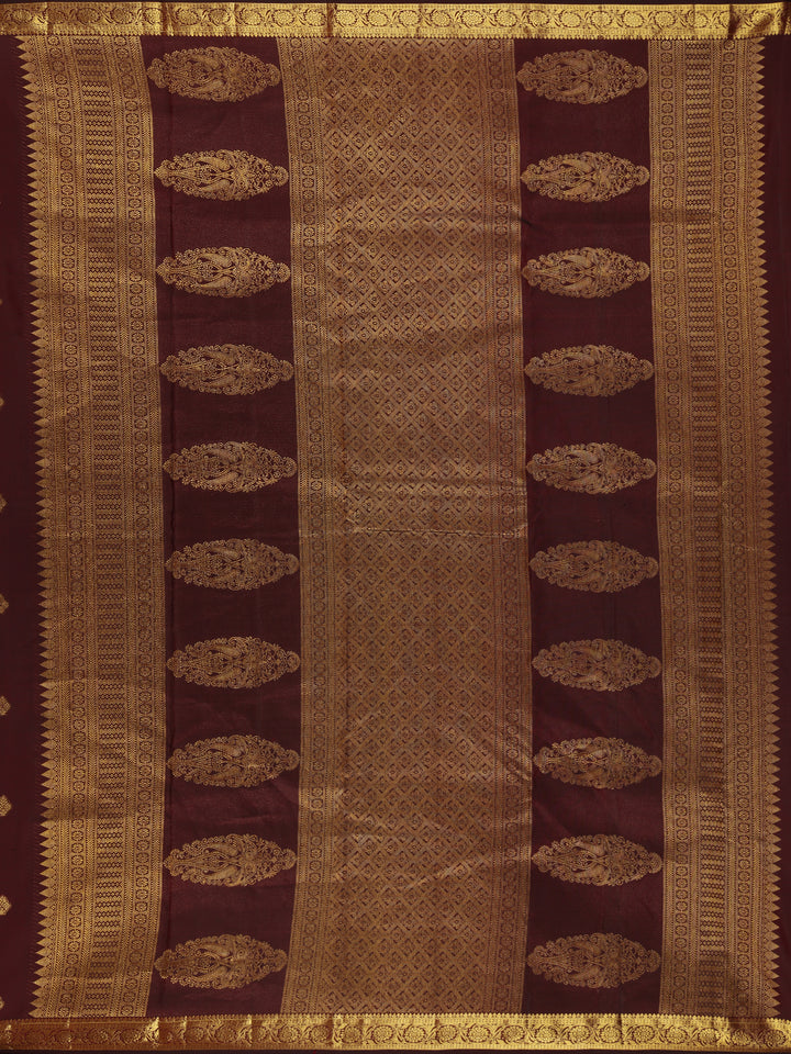 Deep Maroon Butta Designed Silk Saree - Diadem