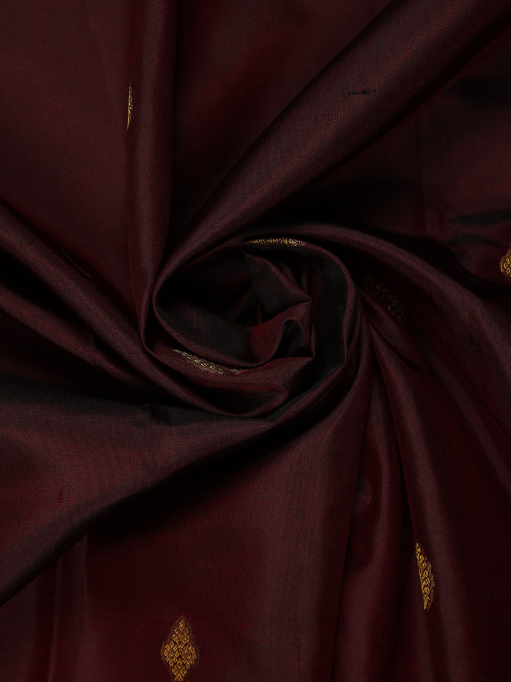 Deep Maroon Butta Designed Silk Saree - Diadem