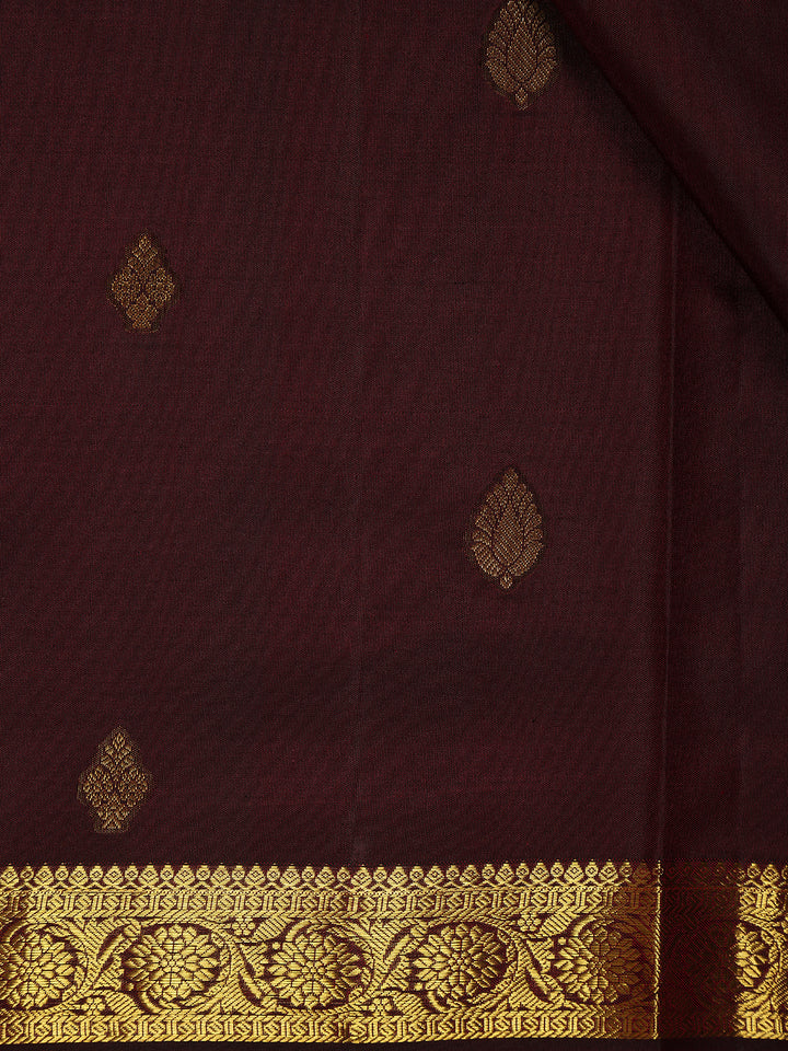Deep Maroon Butta Designed Silk Saree - Diadem
