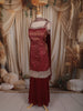 Deep Maroon Butta Zari Embroidered Design Silk Palazzo Suit with Choker Dupatta