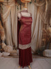 Deep Maroon Butta Zari Embroidered Design Silk Palazzo Suit with Choker Dupatta