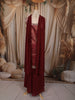 Deep Maroon Butta Zari Embroidered Design Silk Palazzo Suit with Choker Dupatta