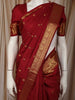 Deep Maroon Butta Zari Woven Design Pure Kanchipuram Silk Saree with Zari Border