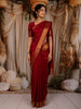 Deep Maroon Butta Zari Woven Design Pure Kanchipuram Silk Saree with Zari Border