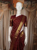 Deep Maroon Checked Zari Woven Design Pure Kanchipuram Silk Saree with Zari Border