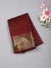 Deep Maroon Checked Zari Woven Design Soft Silk Fancy Saree with Zari Border