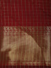 Deep Maroon Checked Zari Woven Design Soft Silk Fancy Saree with Zari Border